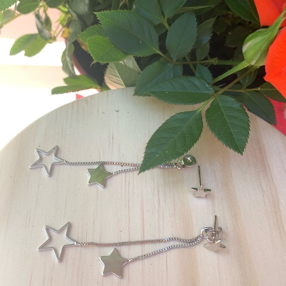 Sterling Silver 925 Star Earrings - Picture 3 of 5